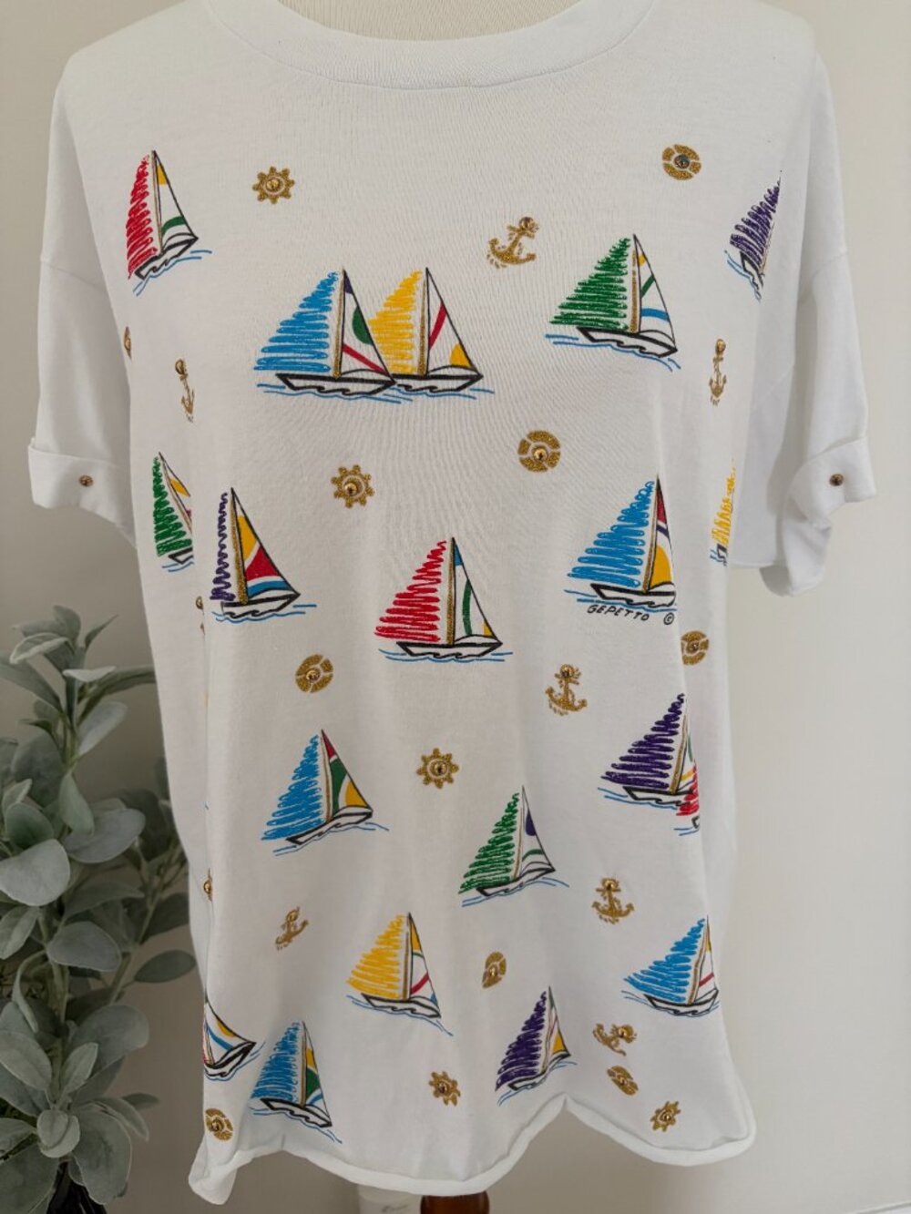 Vintage Sailboat Embellished Top - Picture 2 of 8